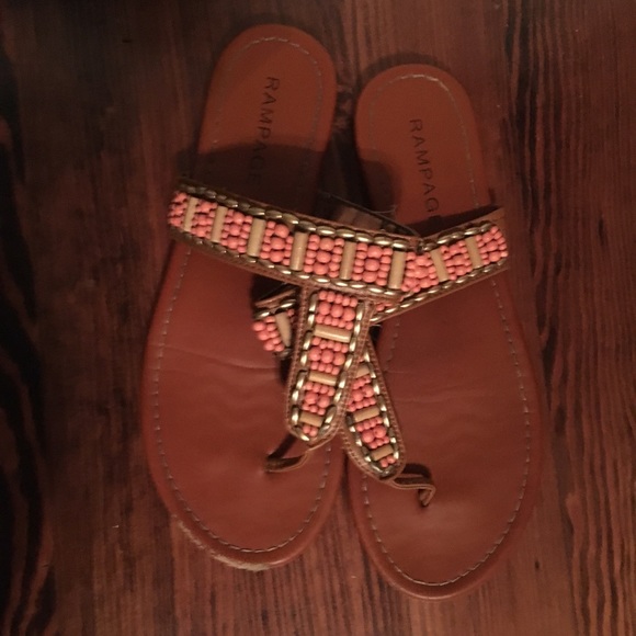 Rampage Shoes - Pink and Gold Beaded Rampage Sandals